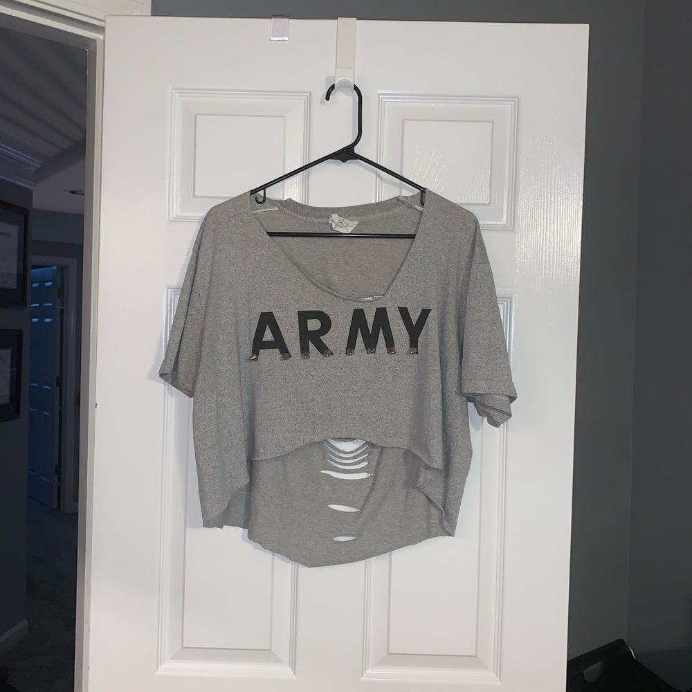 Vintage Army Cropped Shirt with Spikes